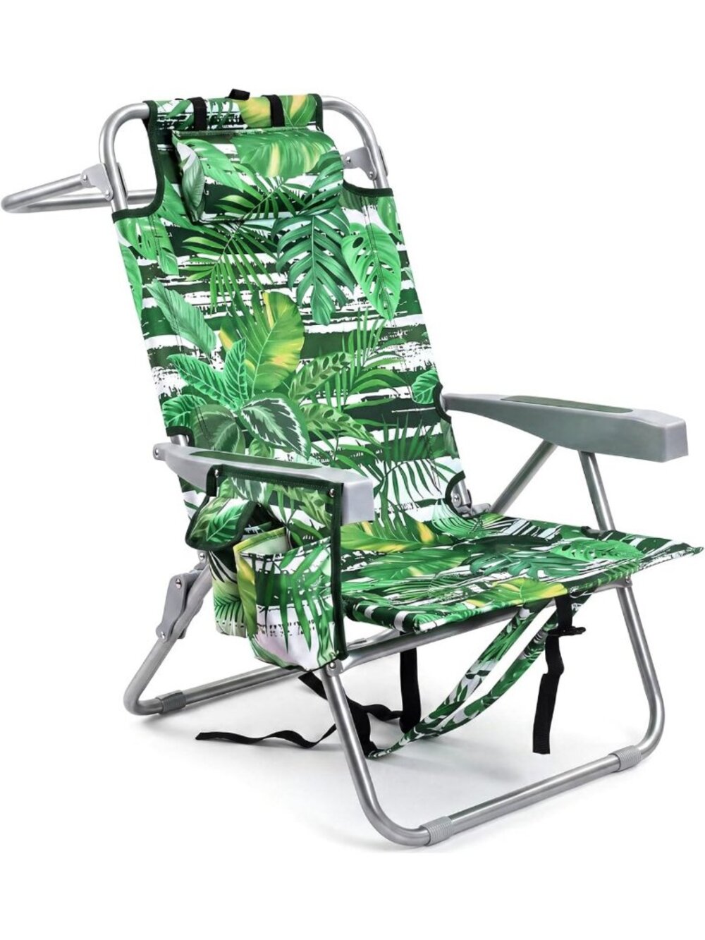 5-Position Lay Flat Backpack Beach Chair with Cooler Bag - Supports 330lbs